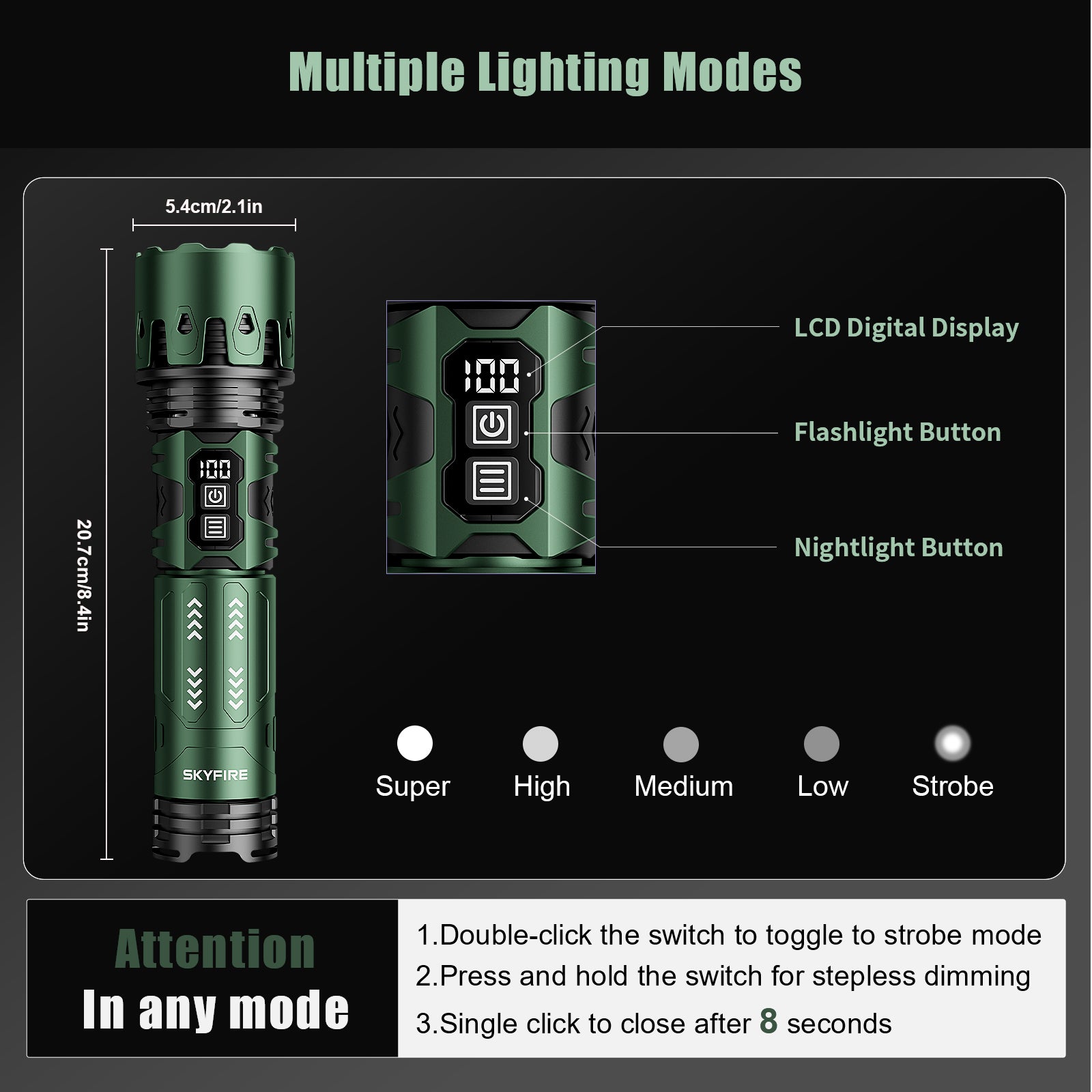 SKYFIRE 2011 FLASHLIGHT丨Camping Light & Fire-Starting