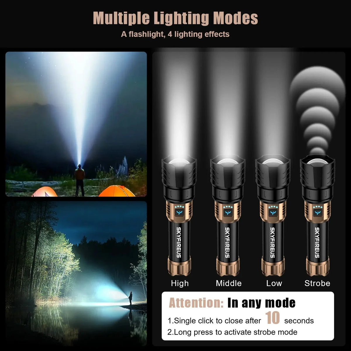 SKYFIRE Flashlight Store | Ultra-Bright, Rechargeable & Fire-Starting