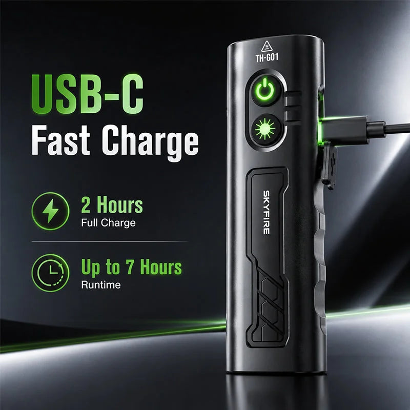 SKYFIRE SF-2024 Rechargeable Dual Light Work Flashlight with UV Purple Light, Laser Pointer & COB Side Lamp