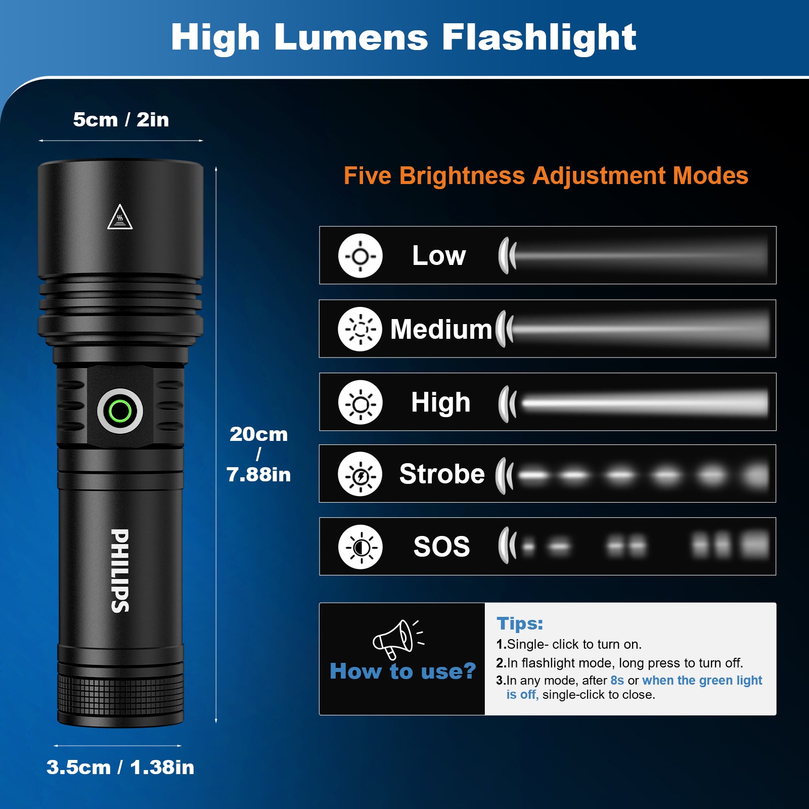 PHILIPS 5158 FLASHLIGHT CampingLight & Fire-Starting