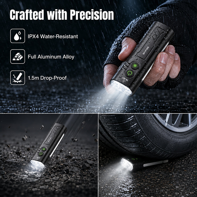 Skyfire EDC Flashlight 1500 Lumens UV Black Laser Flat Unibody Light