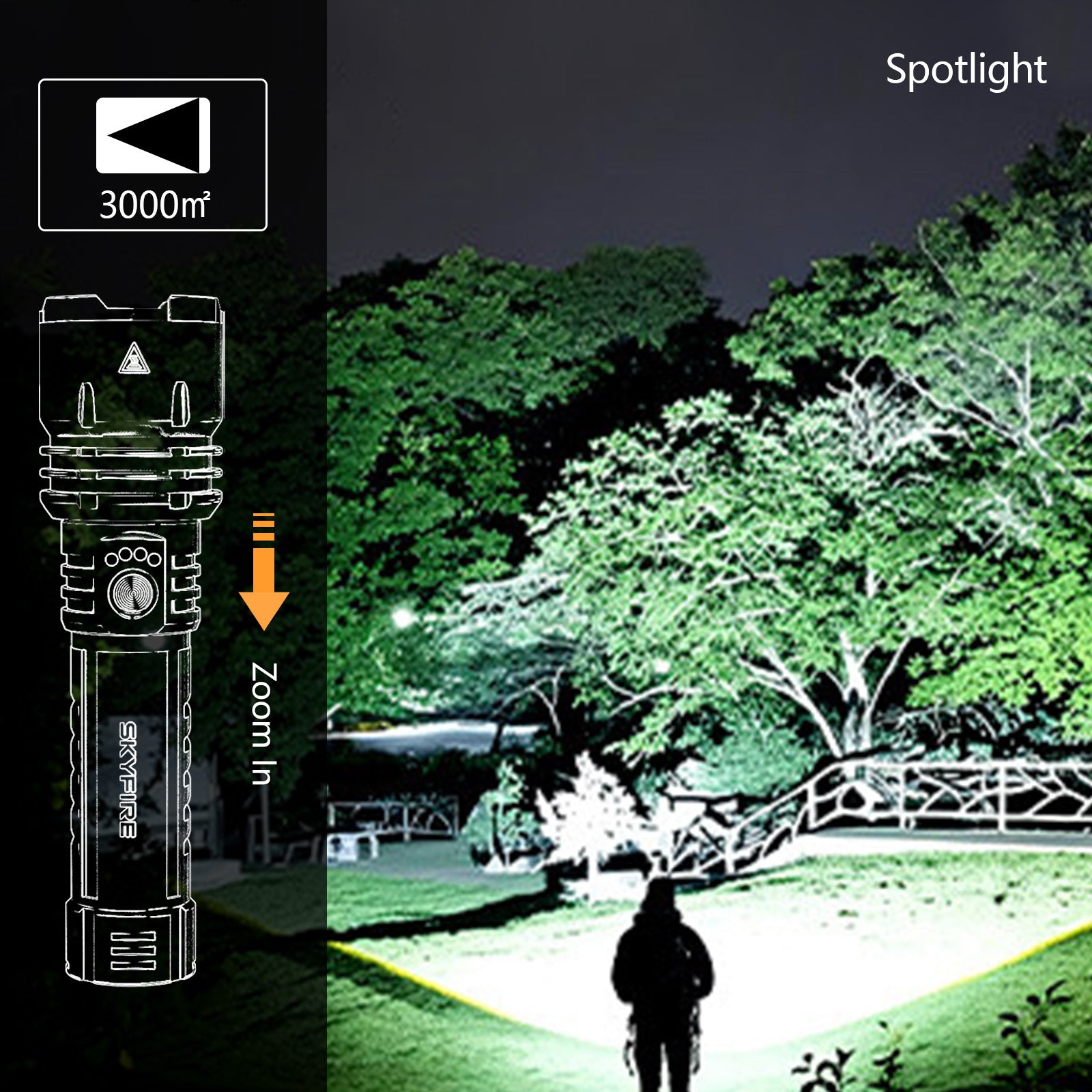 SkyFire® 1376 Upgraded High-Power Flashlight