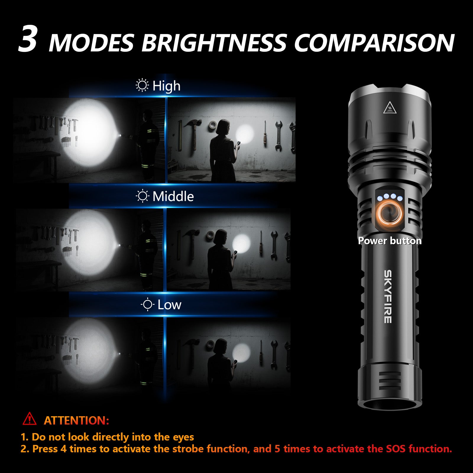 SkyFire® 1376 Upgraded High-Power Flashlight