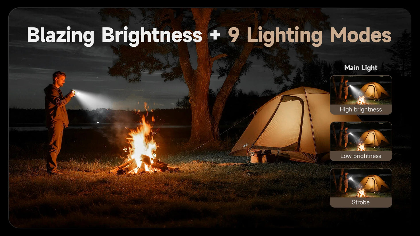 Blazing Brightness + 9 Lighting Modes