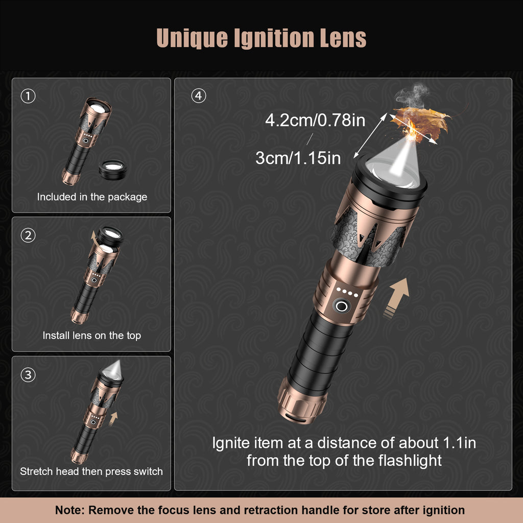 SKYFIRE 2000J Rechargeable Tactical Flashlight - 1800 Lumens