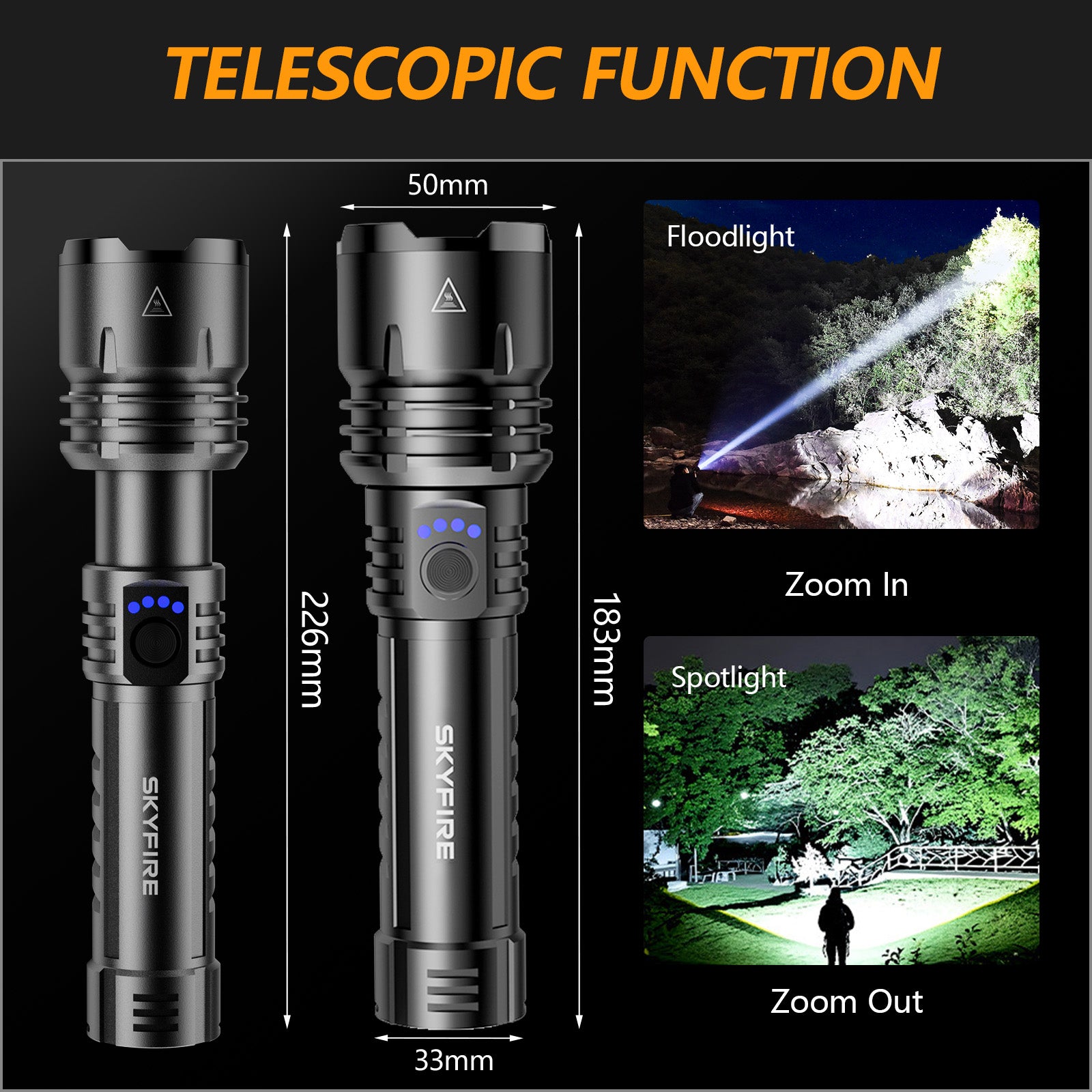 SkyFire® 1376 Upgraded High-Power Flashlight