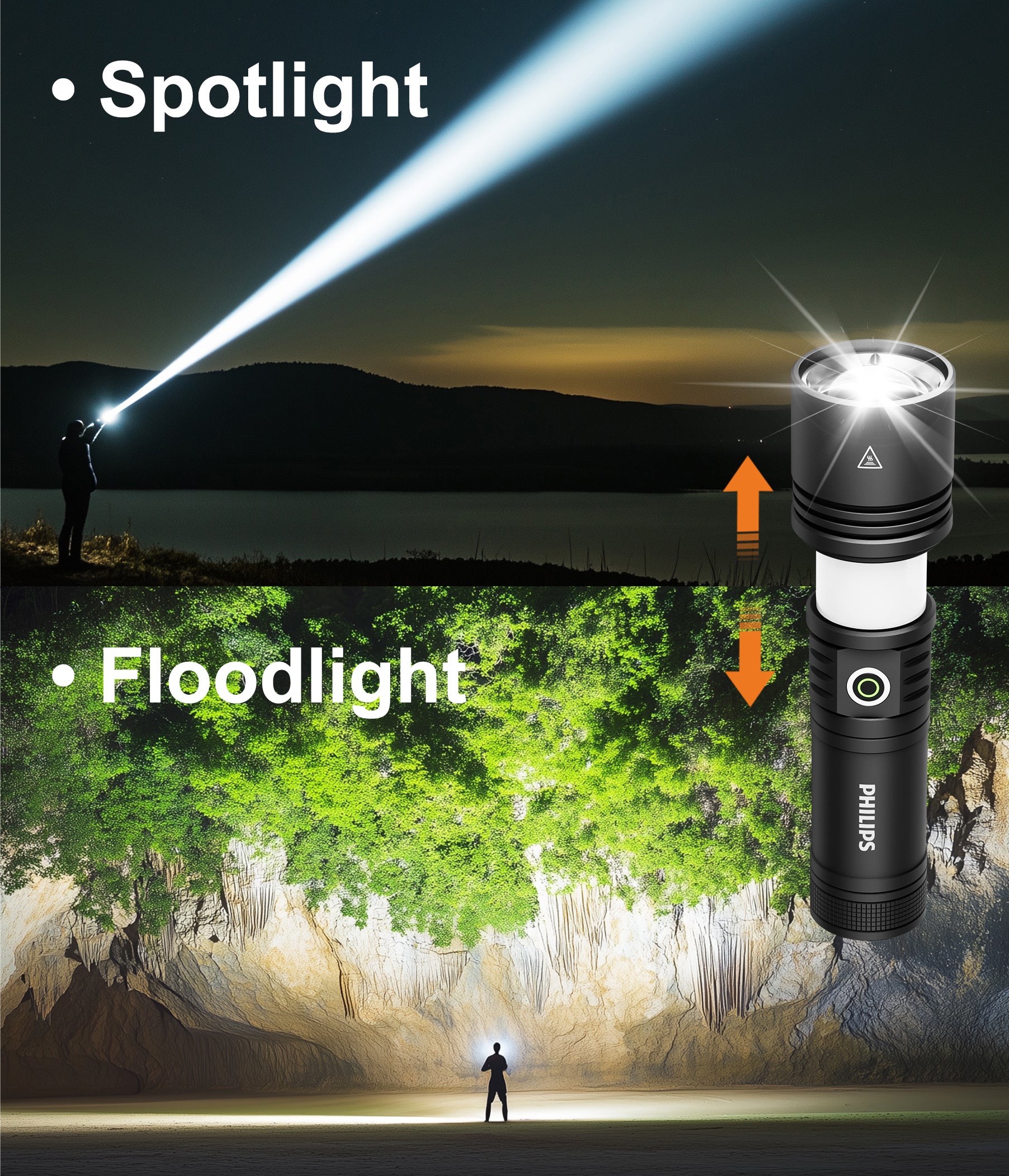 5158 Rechargeable Flashlight – Philips Authorized, Ignition Lens & Camping Light, Outdoor Tactical Use