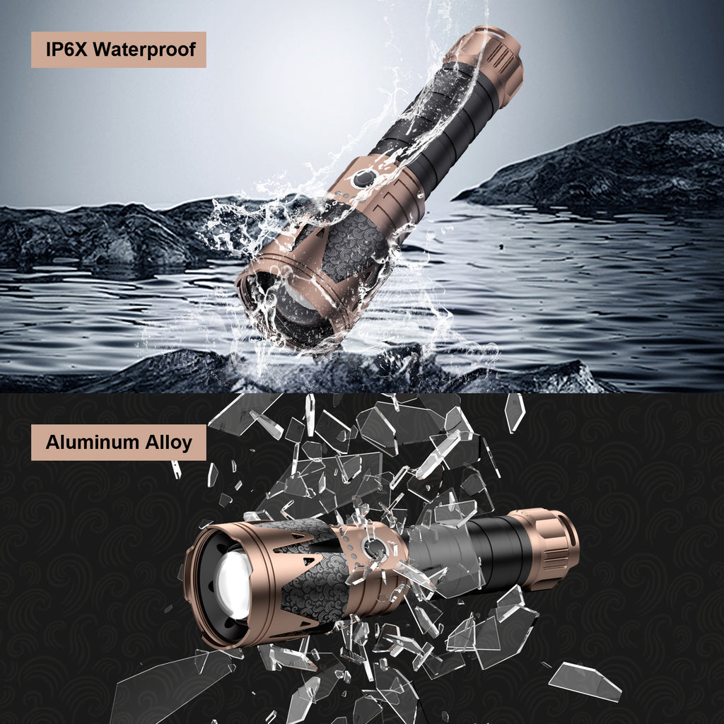 SKYFIRE 2000J Rechargeable Tactical Flashlight - 1800 Lumens
