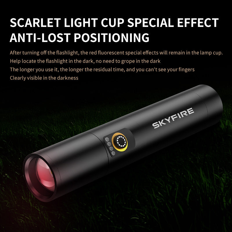 SKYFIRE 1353 Rechargeable Tactical Flashlight – 800 Lumens, Ignition Lens, Outdoor & Emergency Use